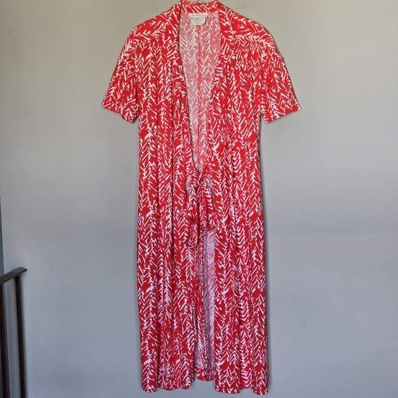 Vintage Diane Von Furstenberg Red & White Patterned Women's Wrap Midi Dress 12 - Picture 13 of 13